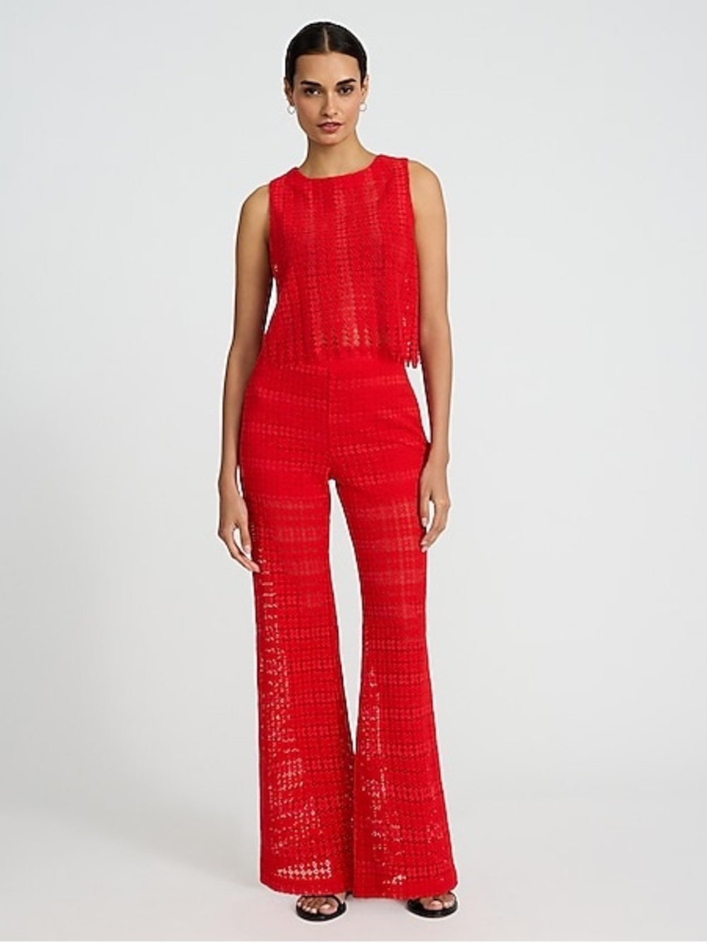 Express Red Lace Flare Pants Size 12 R NWT